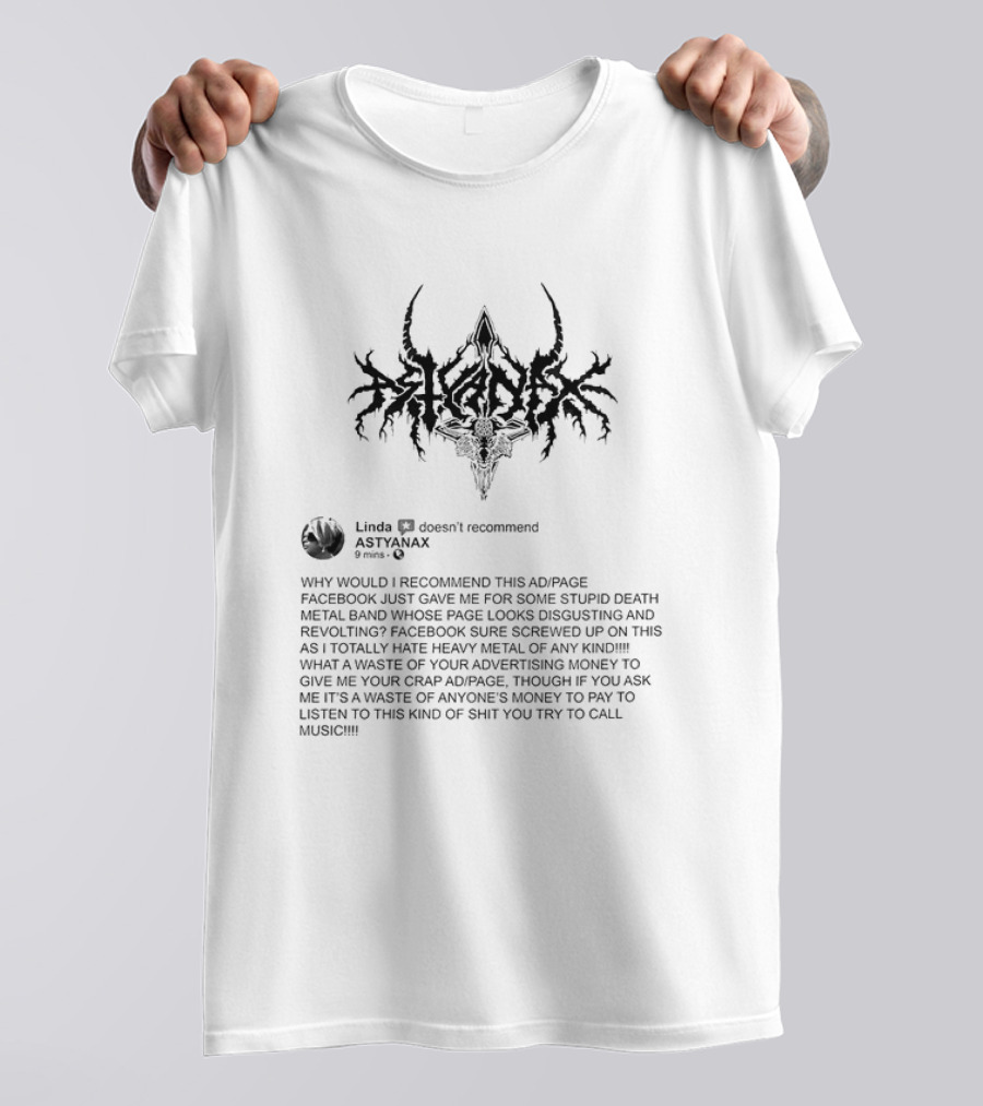 Linda Doesn’t Recommend Astyanax Facebook Death Metal Band Ad Page T-Shirt