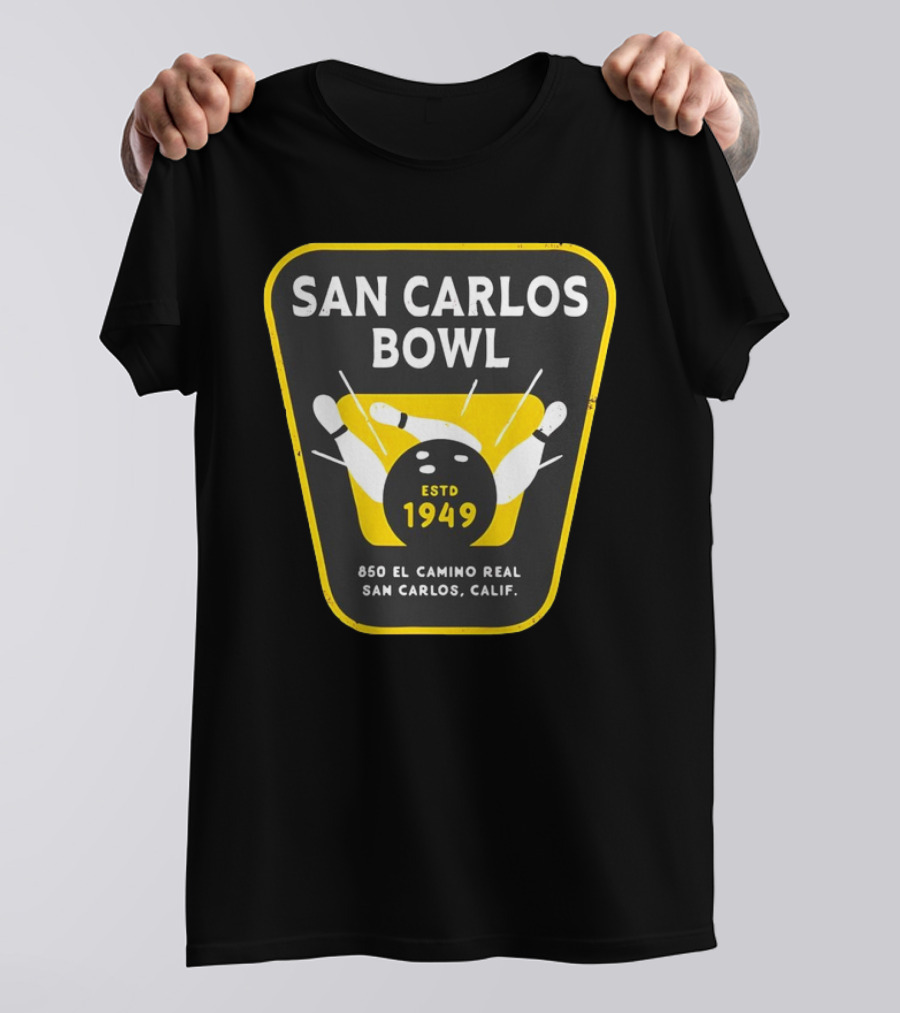 San Carlos Bowl 1949 Vintage Bowling Alley San Carlos Calif 850 El Camino Real T-Shirt