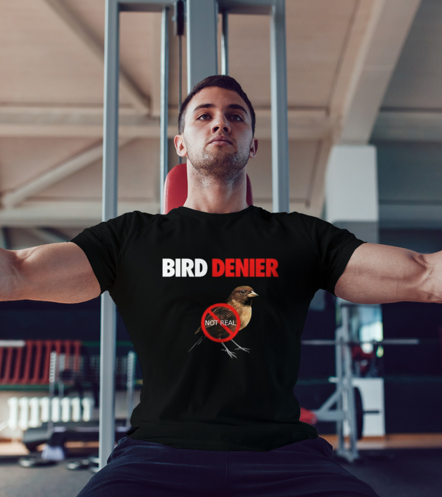 BIRD DENIER Not Real - Bird Cartoon Crossed Out T-Shirt
