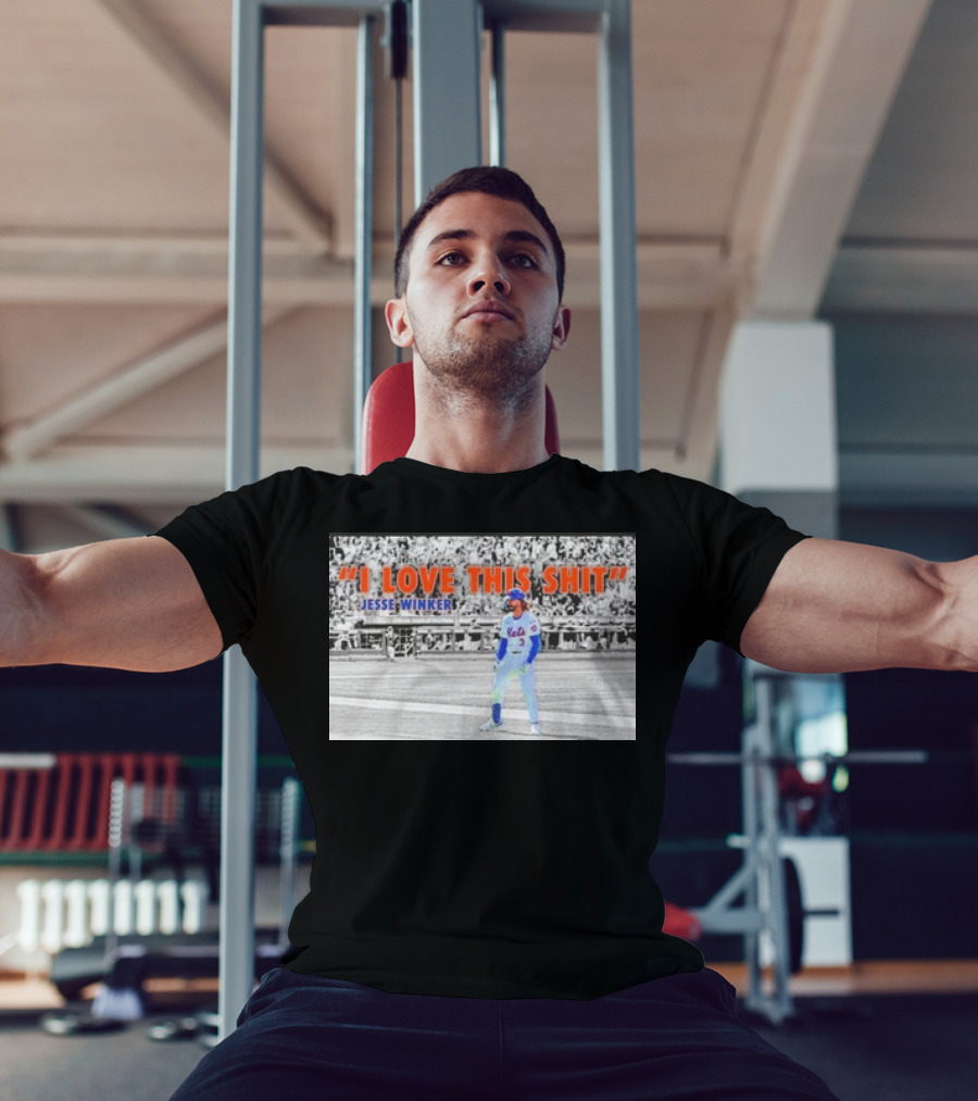 Jesse Winker New York Mets I Love This Shit Stadium Background T-Shirt