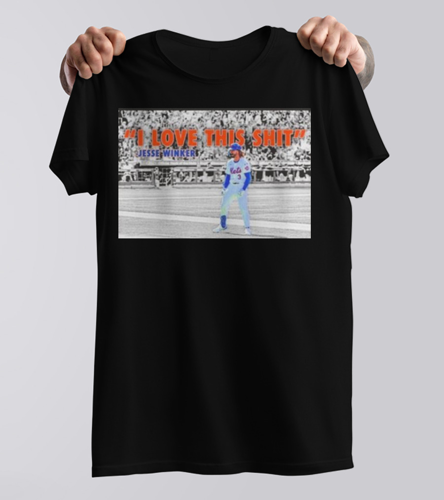 Jesse Winker New York Mets I Love This Shit Stadium Background T-Shirt