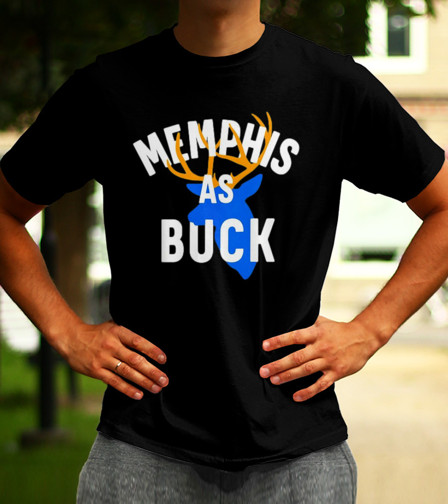 Memphis As Buck Blue Deer Head With Antlers T-Shirt