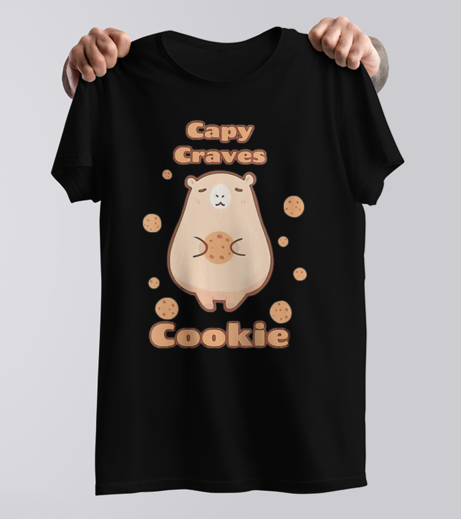 Capy Craves Cookie Capybara Surrounded By Cookies T-Shirt