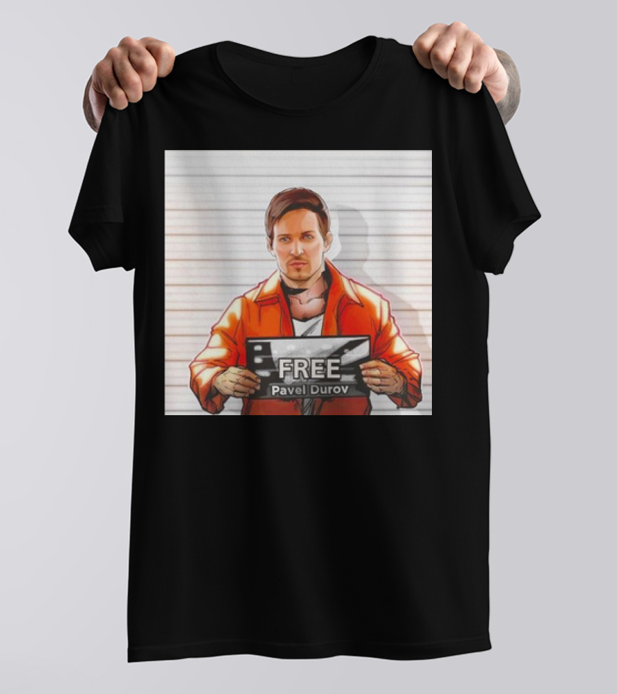 Free Pavel Durov Mugshot Cartoon T-Shirt