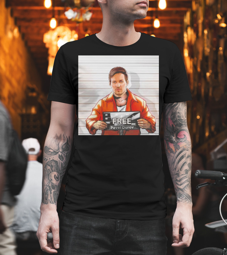 Free Pavel Durov Mugshot Cartoon T-Shirt