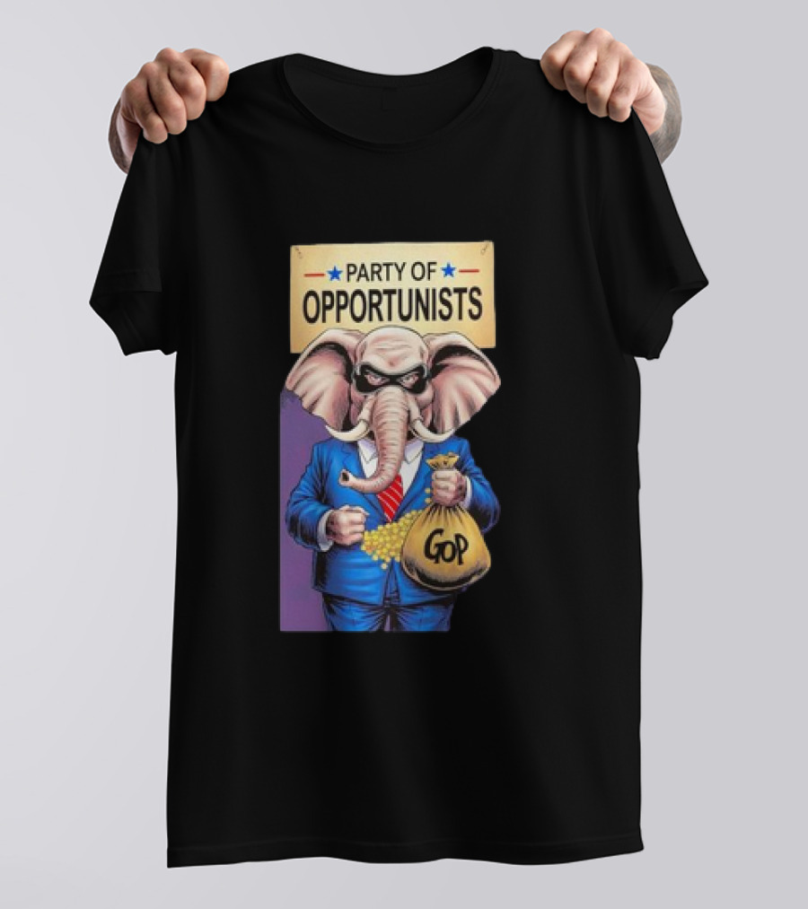 Party Of Opportunists GOP Elephant With Money Bag T-Shirt