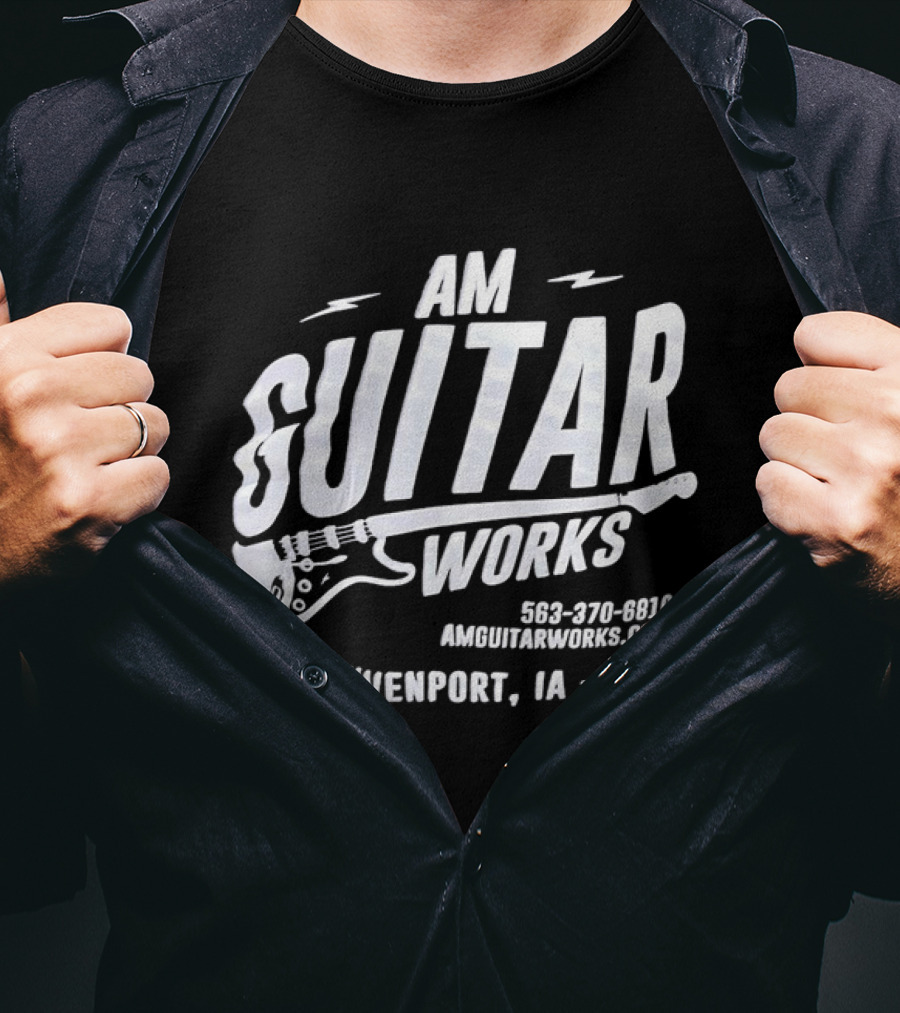 AM Guitar Works Davenport IA 563-370-6810 Amguitarworks.com T-Shirt