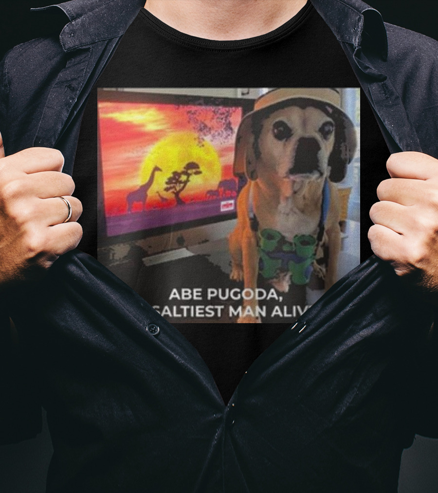 Abe Pugoda The Saltiest Man Alive Funny Pug Safari Adventure T-Shirt