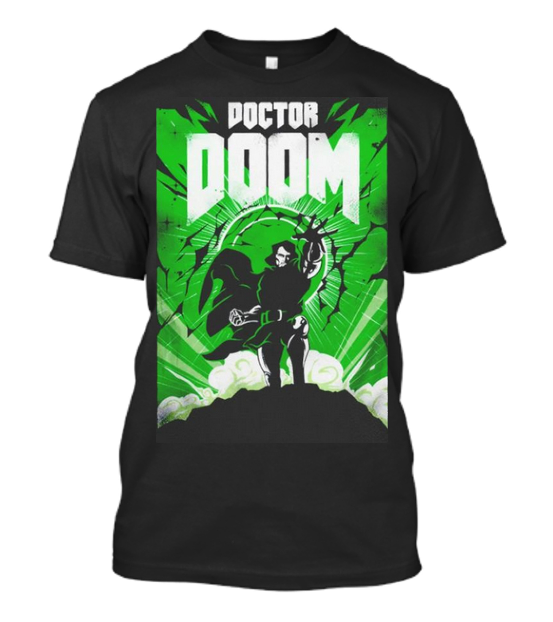 Doctor Doom Doomsday Green Energy Burst Comic Style Villain Power Stance T-Shirt