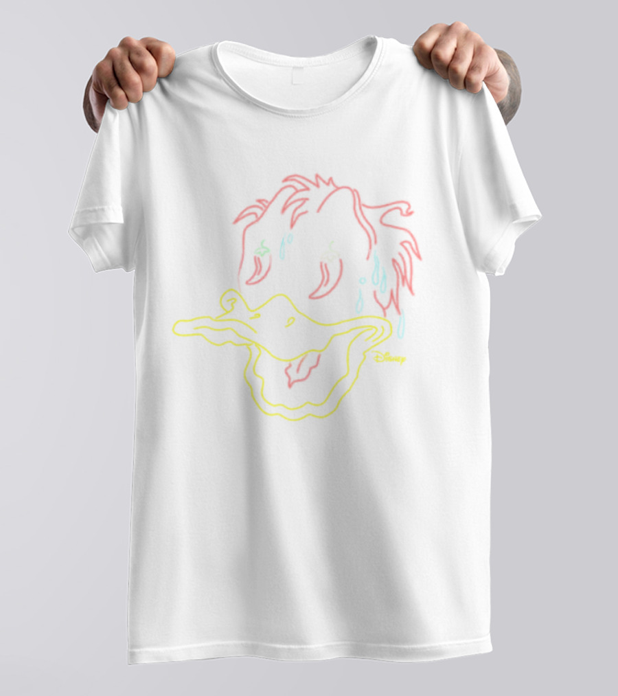 Disney Donald Duck Melting Face Neon Outline Retro Hot Peppers T-Shirt