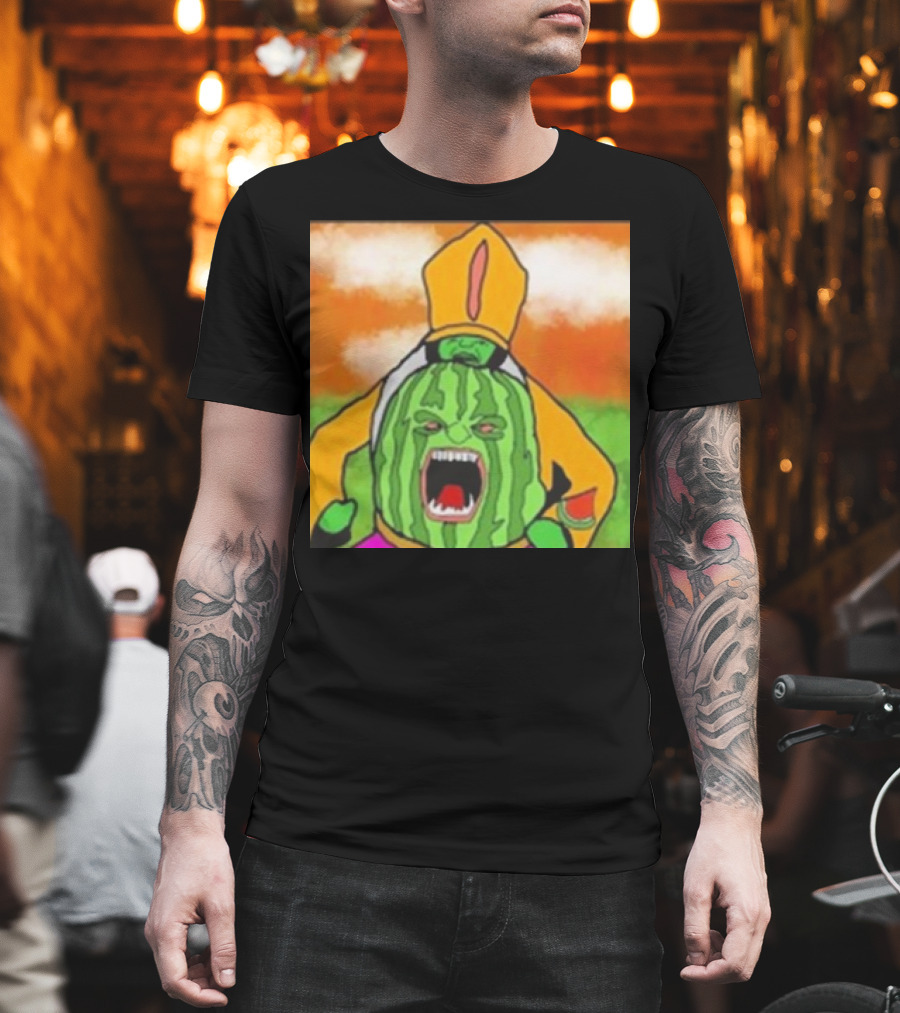 Angry Watermelon Priest In Colorful Robes T-Shirt