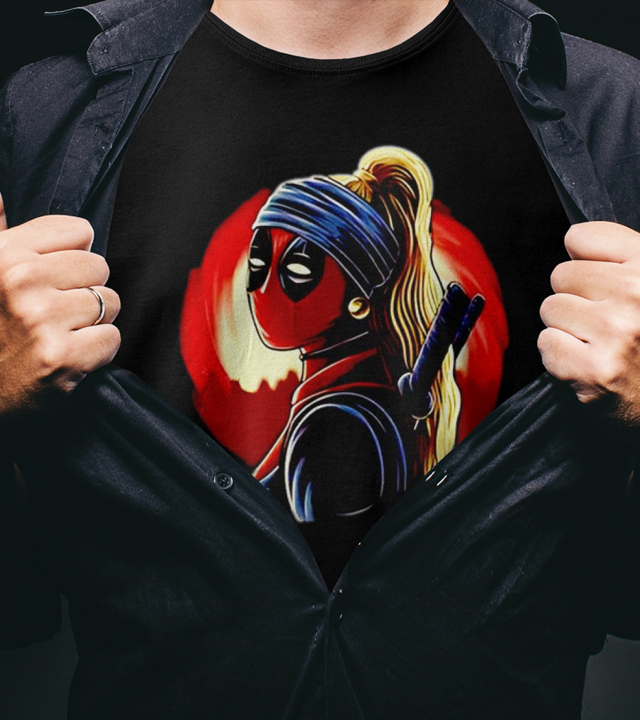 Ladypool Meets Vermeer’s Girl With A Pearl Earring Fusion T-Shirt