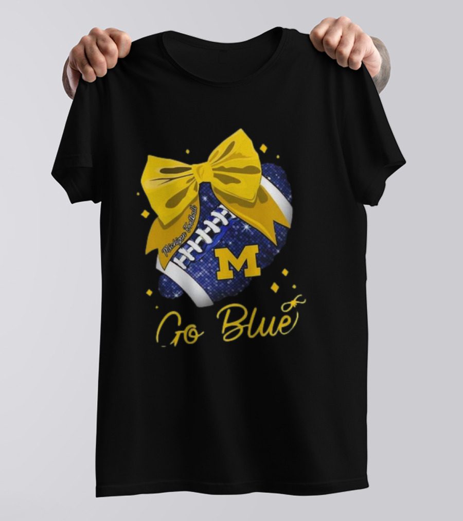 Michigan Wolverines Football Go Blue Bow Girl Michigan Proud T-Shirt