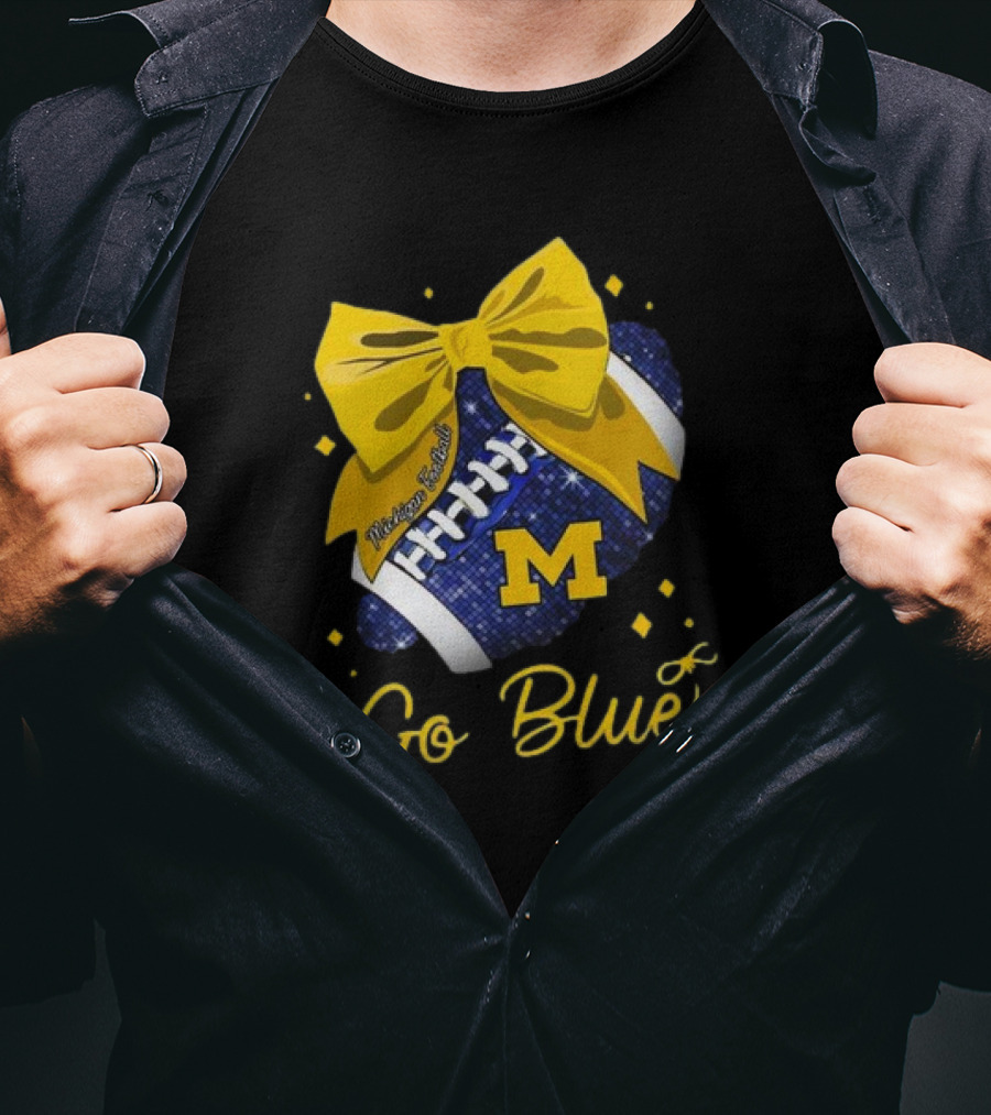 Michigan Wolverines Football Go Blue Bow Girl Michigan Proud T-Shirt