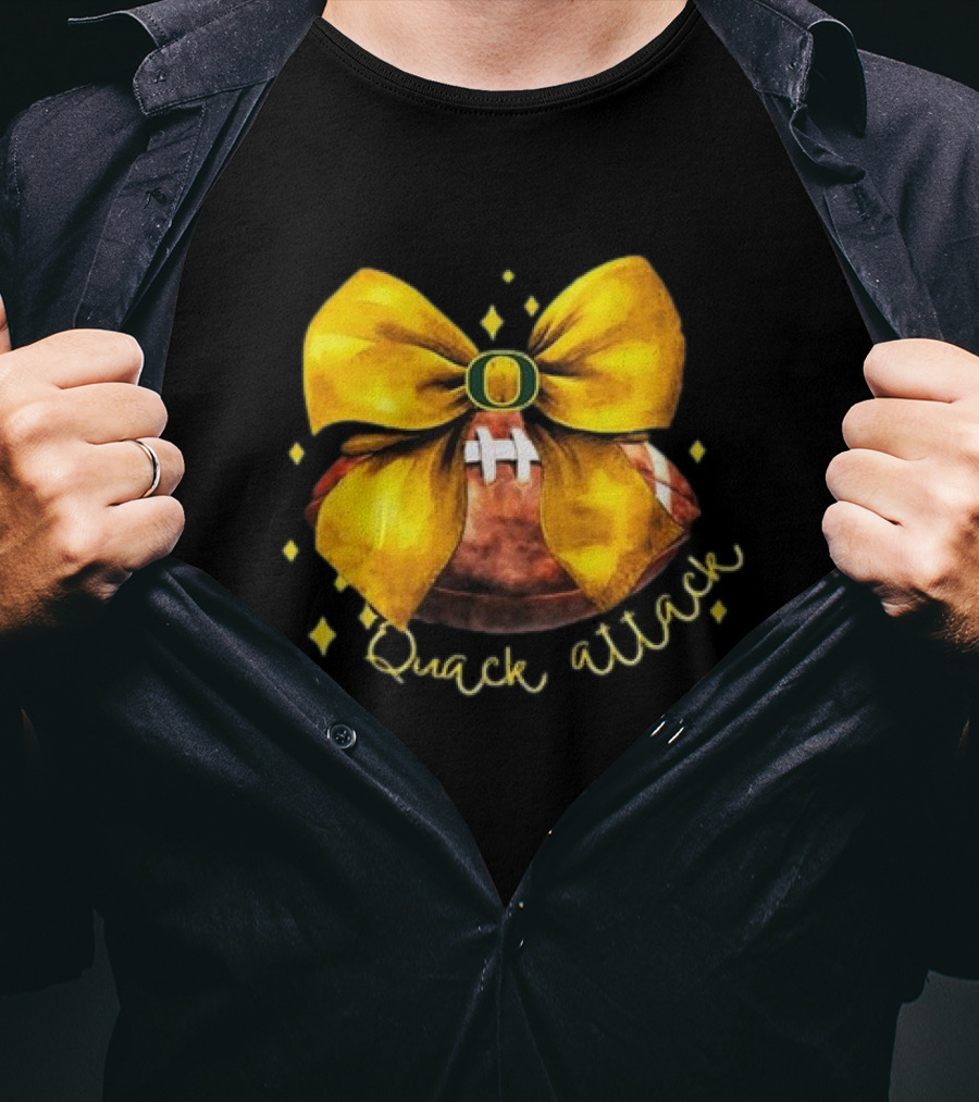 Oregon Ducks Quack Attack Football Bow T-Shirt