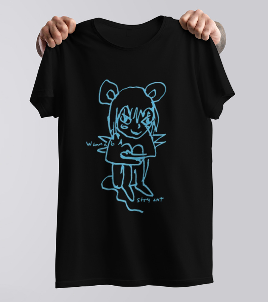Stray Rats I Wanna Be Blue Sketch Character With Mouse Ears And Spiky Wings T-Shirt