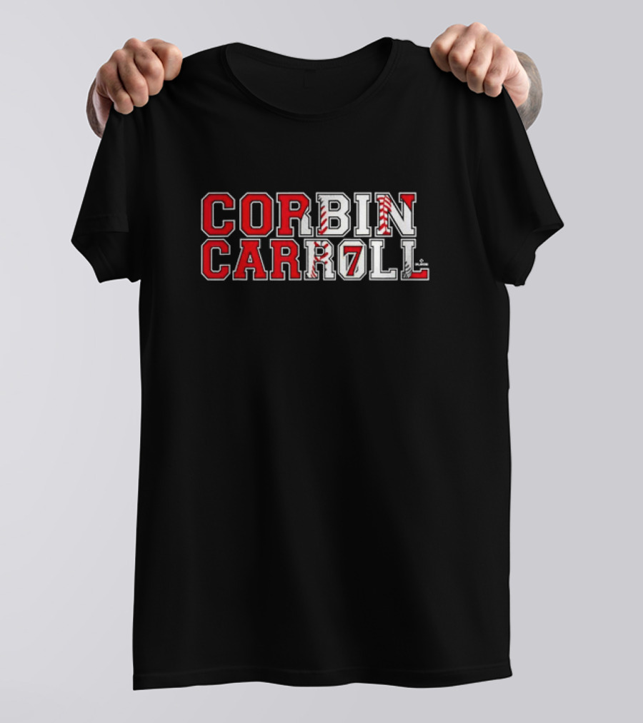Corbin Carroll Arizona Baseball Player Name Block Letter T-Shirt