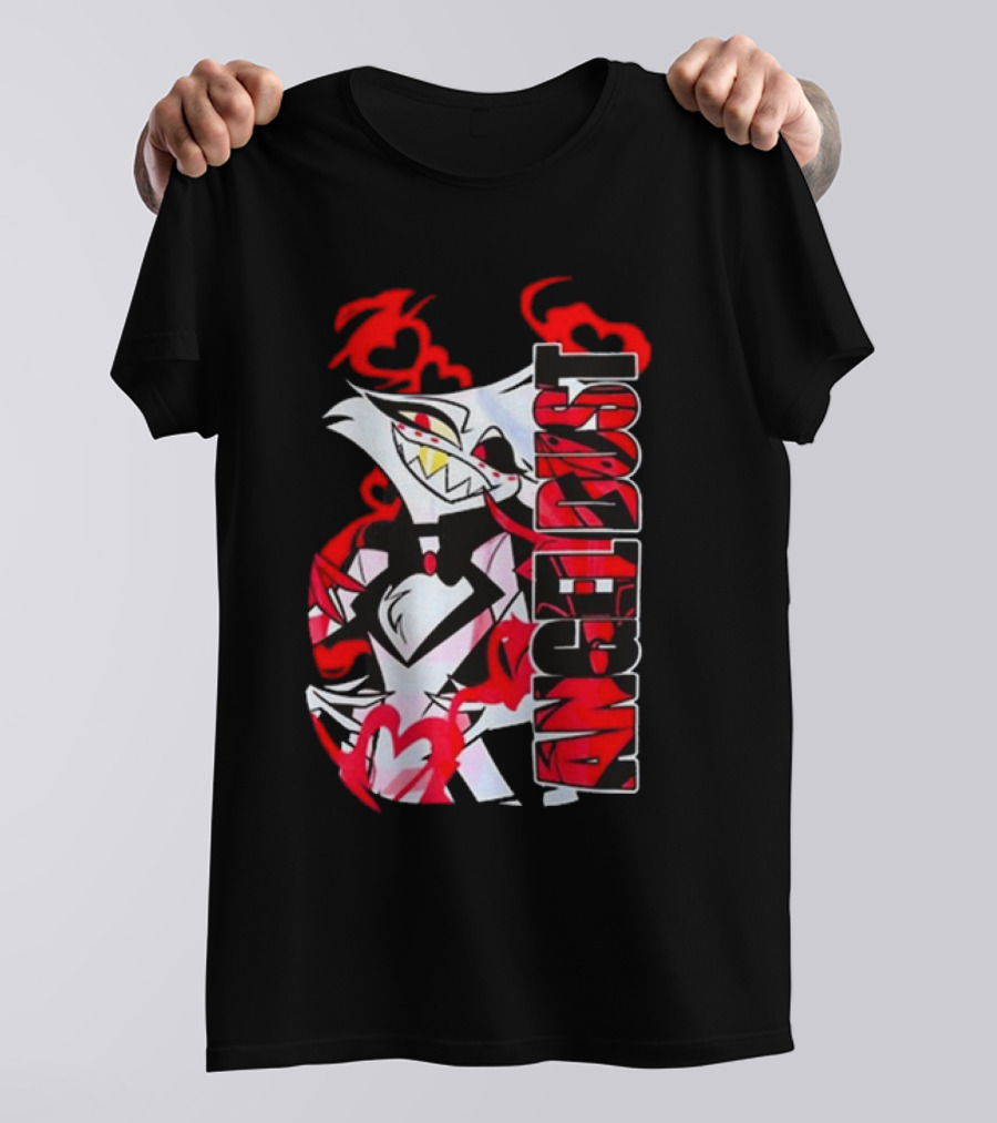 Hazbin Hotel Angel Dust Character With Red Flames T-Shirt