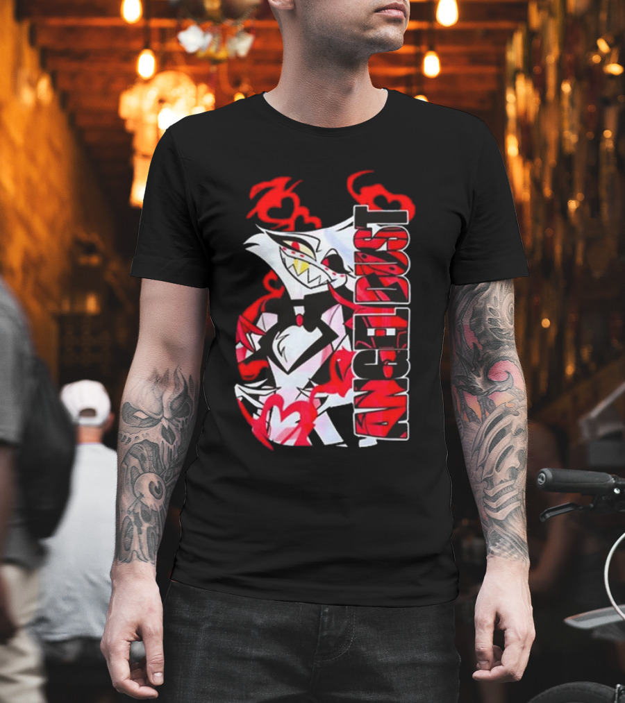 Hazbin Hotel Angel Dust Character With Red Flames T-Shirt