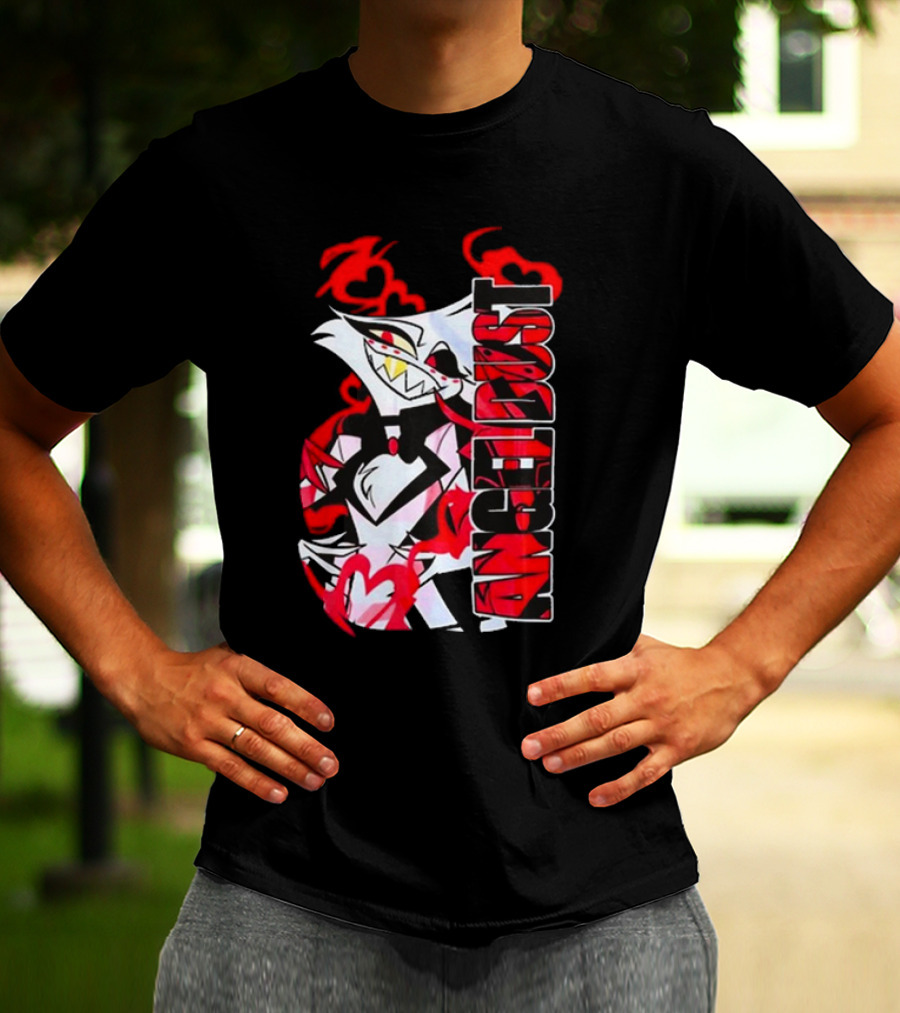 Hazbin Hotel Angel Dust Character With Red Flames T-Shirt