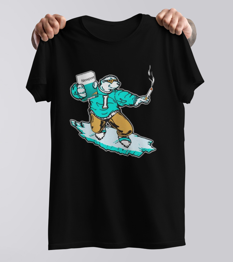 Newport Cigarettes Icee Bear Smoking Hockey T-Shirt