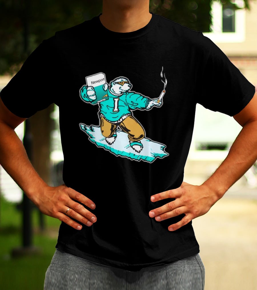 Newport Cigarettes Icee Bear Smoking Hockey T-Shirt