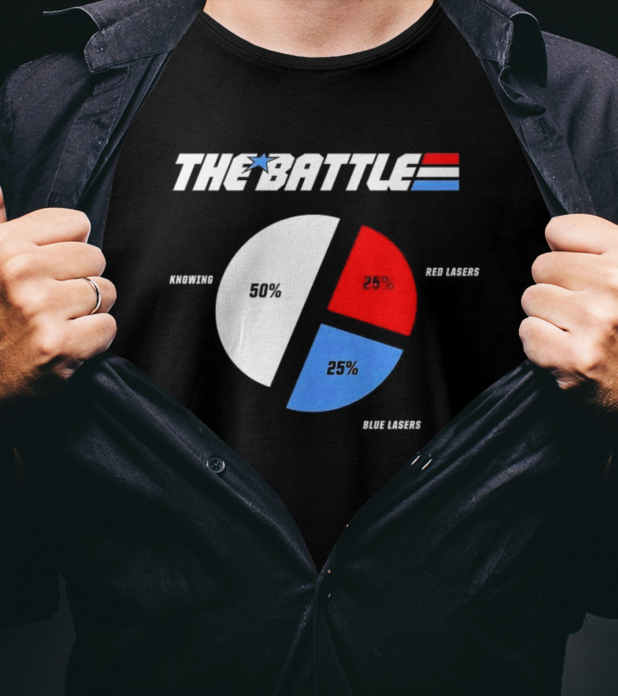 GI Joe Knowing Is Half The Battle Pie Chart Red Lasers Blue Lasers T-Shirt