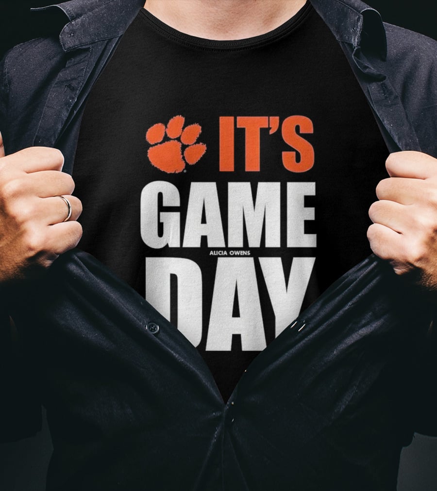 Clemson Tigers It's Game Day Paw Print Alicia Owens T-Shirt