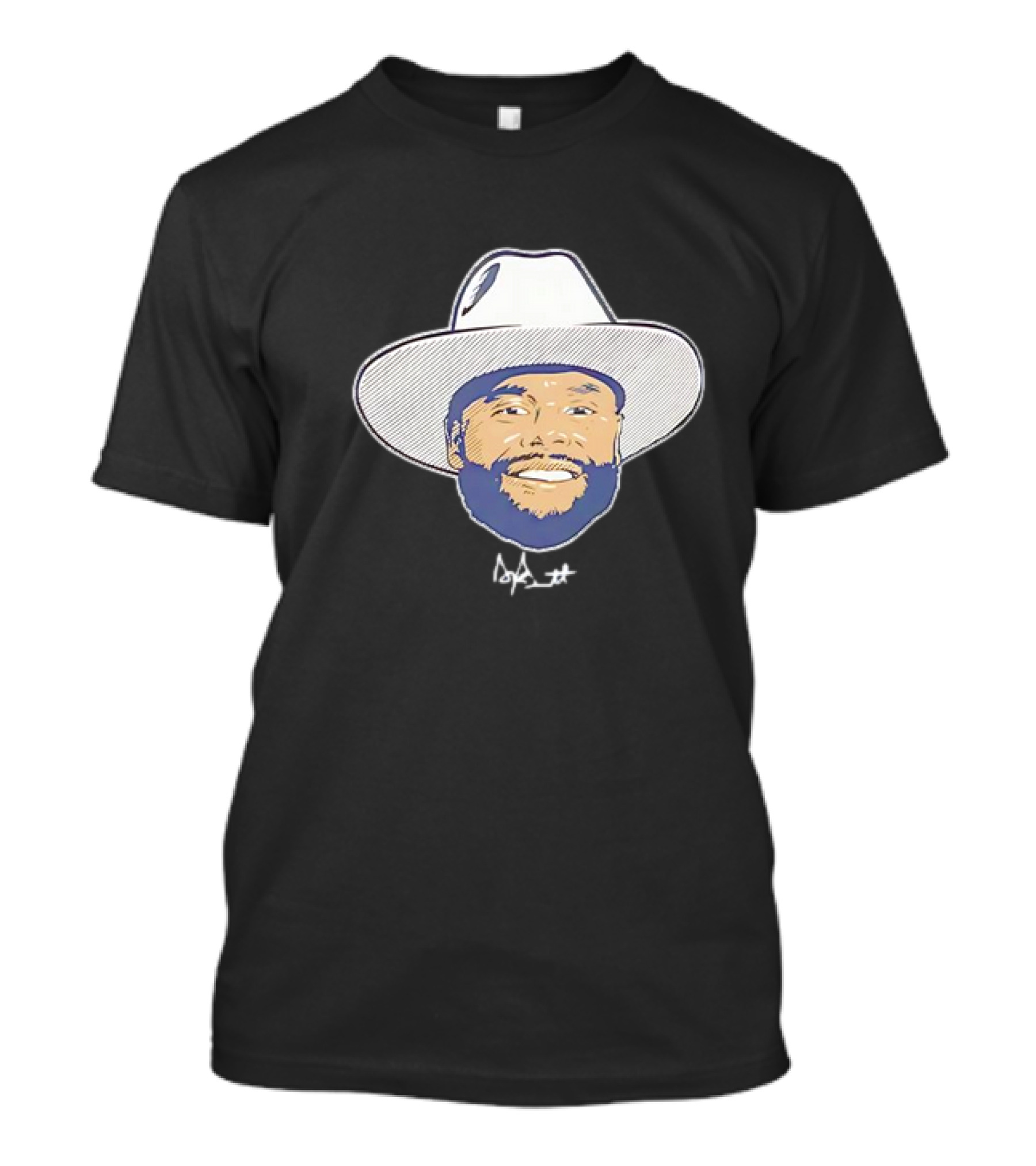 Dak Prescott Dallas Cowboys Big Head Signature Cowboy Hat T-Shirt
