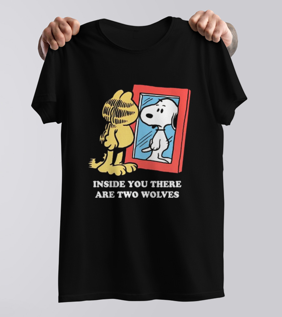 Garfield Inside You There Are Two Wolves Snoopy Reflection T-Shirt