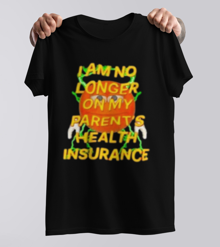 I Am No Longer On My Parent's Health Insurance Emoji Style With Lightning Background T-Shirt