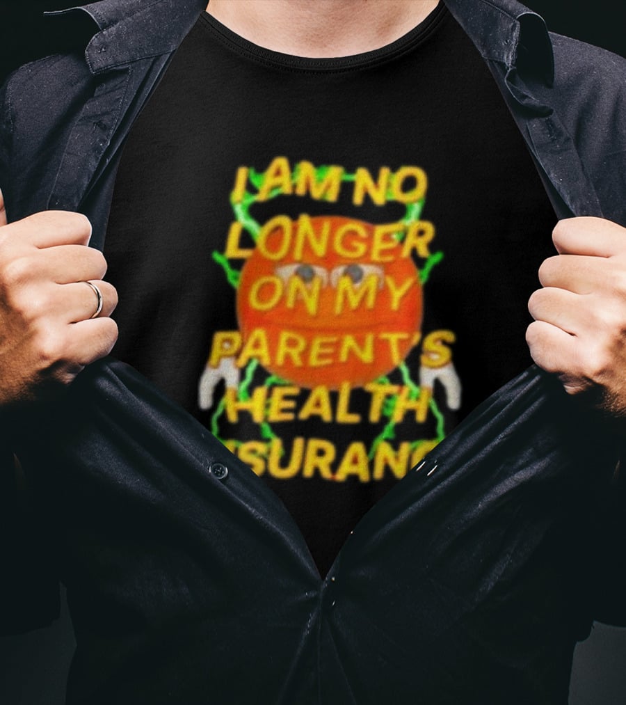 I Am No Longer On My Parent's Health Insurance Emoji Style With Lightning Background T-Shirt