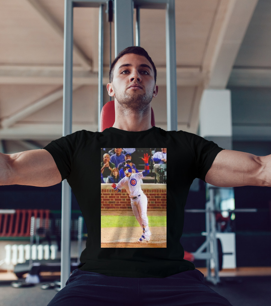Javy Baez Chicago Cubs Blows A Bubble Hitting Second Home Run Baseball Action T-Shirt