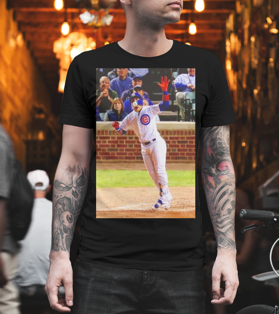 Javy Baez Chicago Cubs Blows A Bubble Hitting Second Home Run Baseball Action T-Shirt