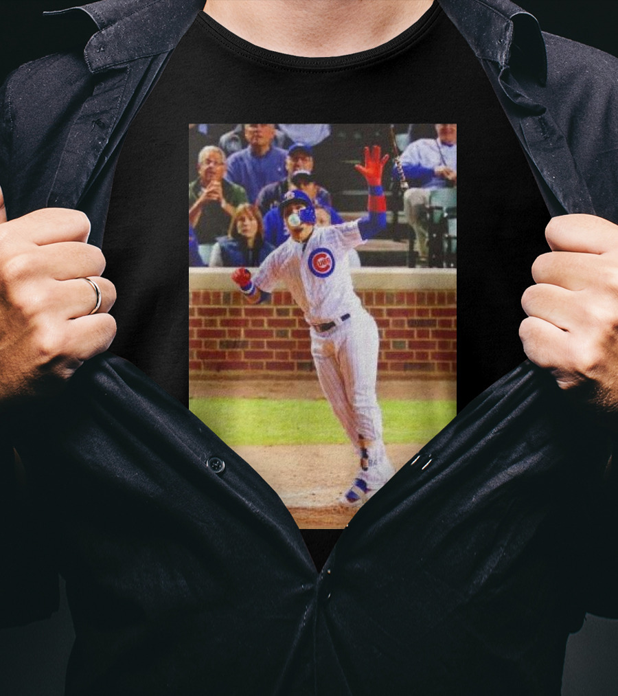 Javy Baez Chicago Cubs Blows A Bubble Hitting Second Home Run Baseball Action T-Shirt