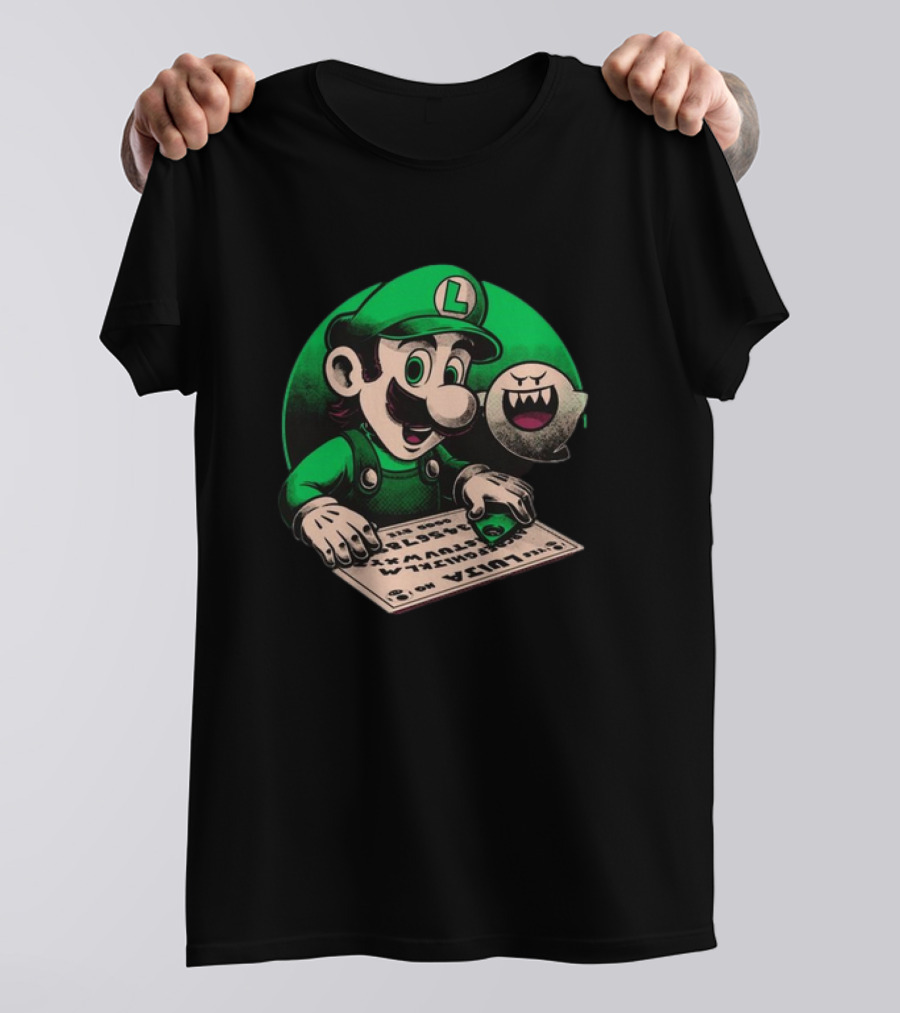 Luigi Green Ouija Board With Boo Ghost T-Shirt