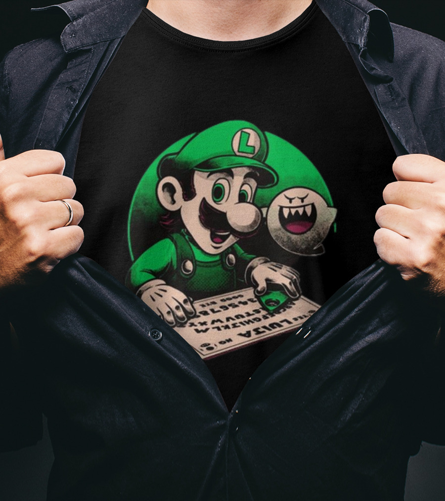 Luigi Green Ouija Board With Boo Ghost T-Shirt