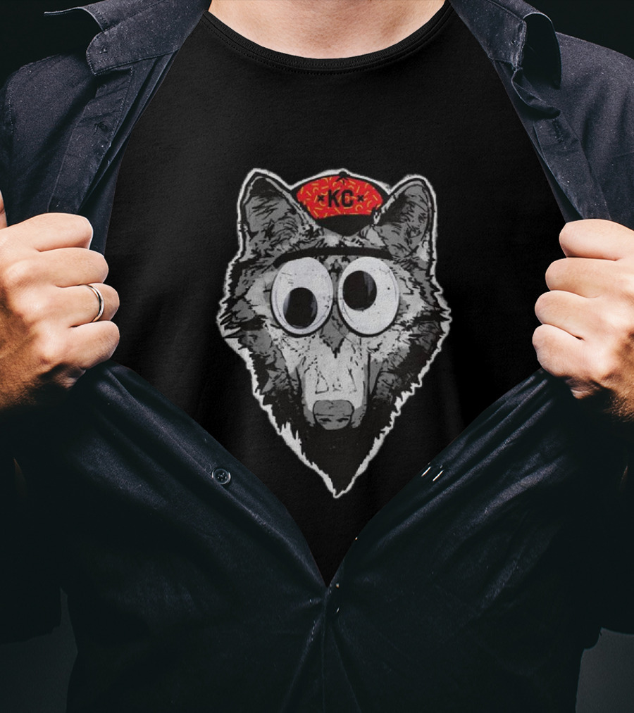 KC Wolf Pack Googly Eyes Icon With Red Cap T-Shirt