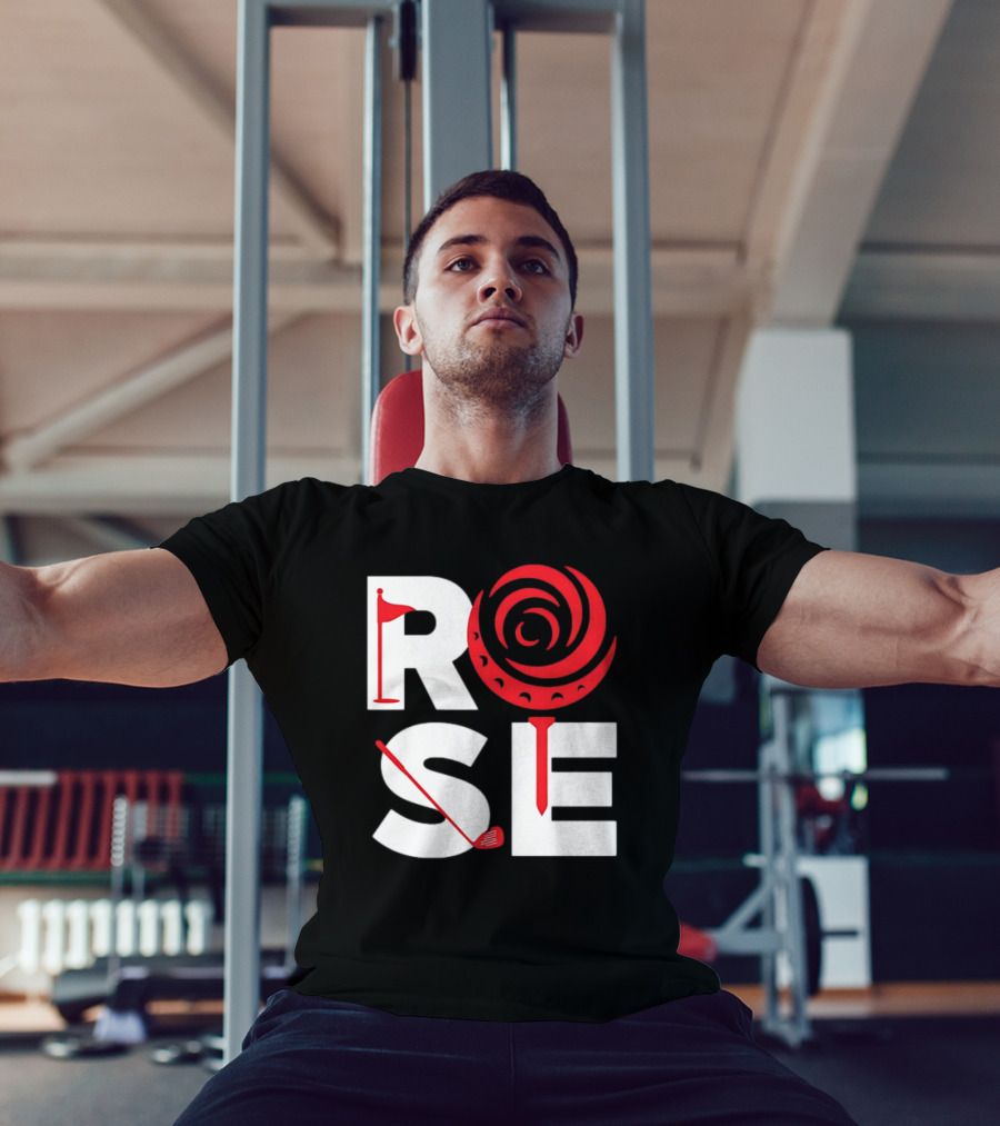 Rose Golf Flag Swirl Iconic Stacked Letters T-Shirt