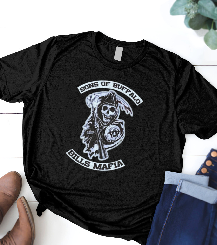 Sons Of Buffalo Bills Mafia Grim Reaper Holding Scythe And Football T-Shirt