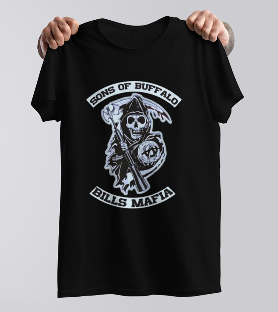 Sons Of Buffalo Bills Mafia Grim Reaper Holding Scythe And Football T-Shirt