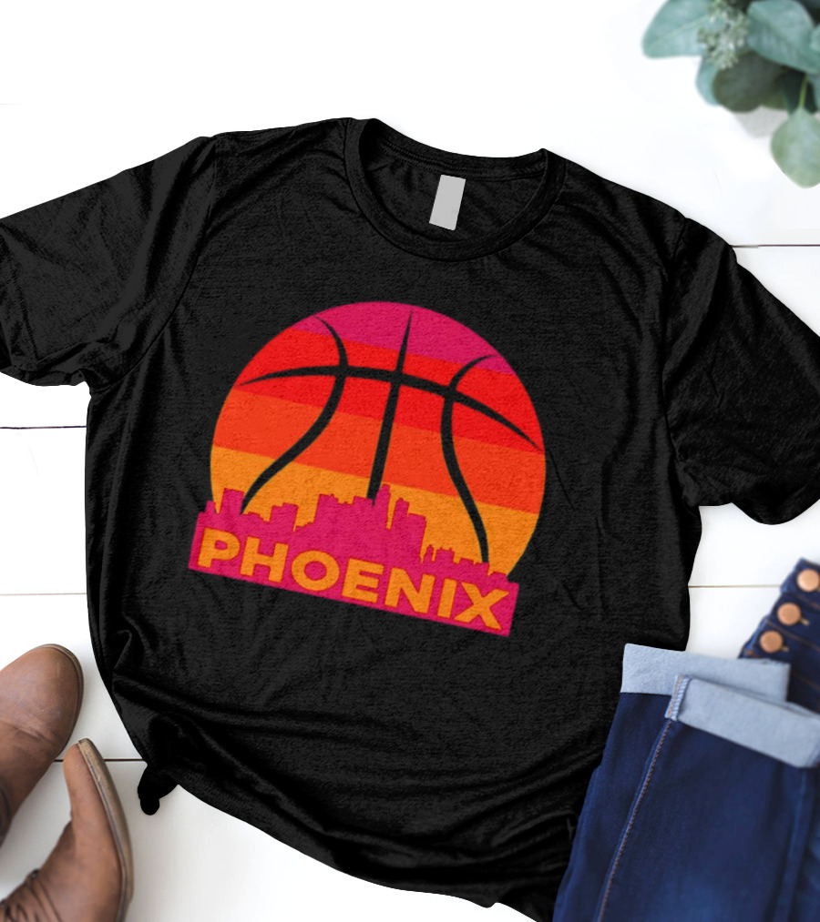 Phoenix City Skyline Basketball Sunset T-Shirt