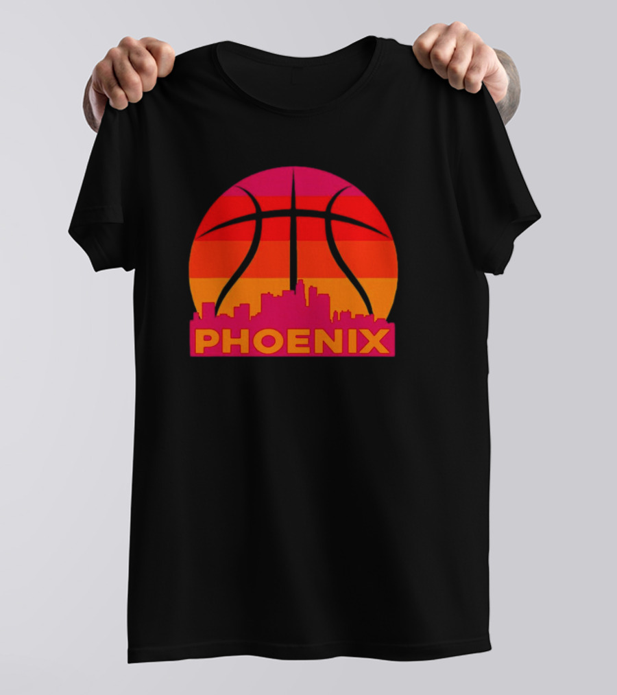 Phoenix City Skyline Basketball Sunset T-Shirt