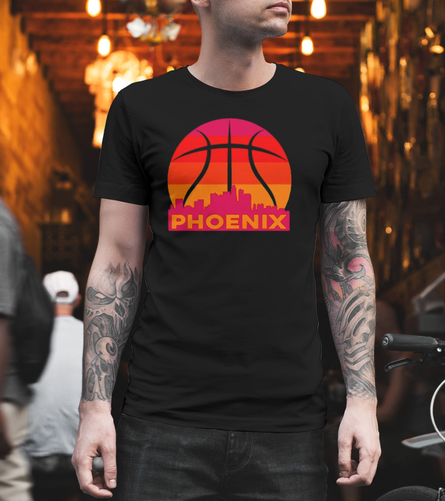 Phoenix City Skyline Basketball Sunset T-Shirt