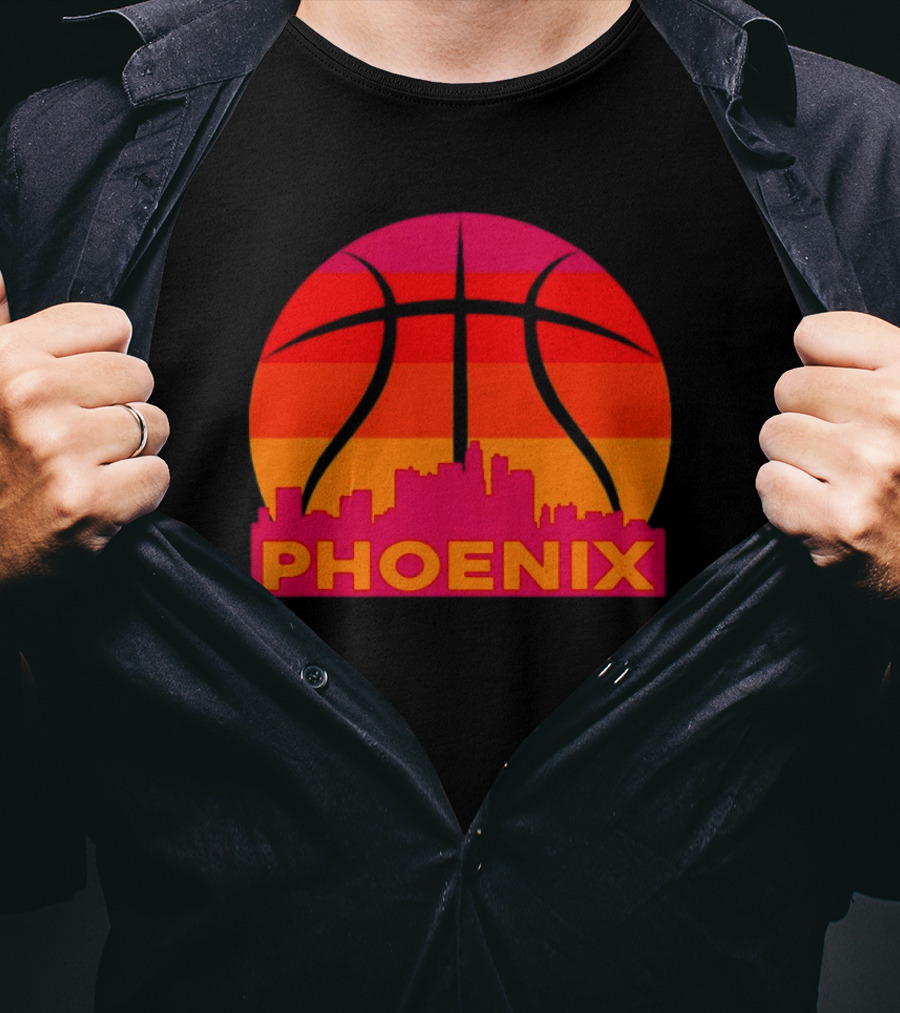 Phoenix City Skyline Basketball Sunset T-Shirt