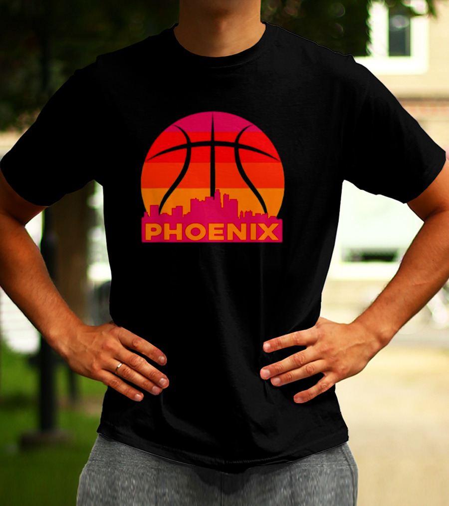Phoenix City Skyline Basketball Sunset T-Shirt