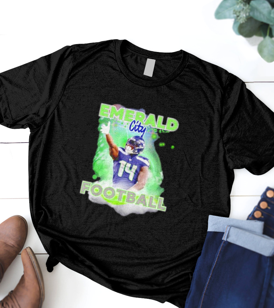Emerald City Football DK Metcalf Seattle Seahawks 14 T-Shirt