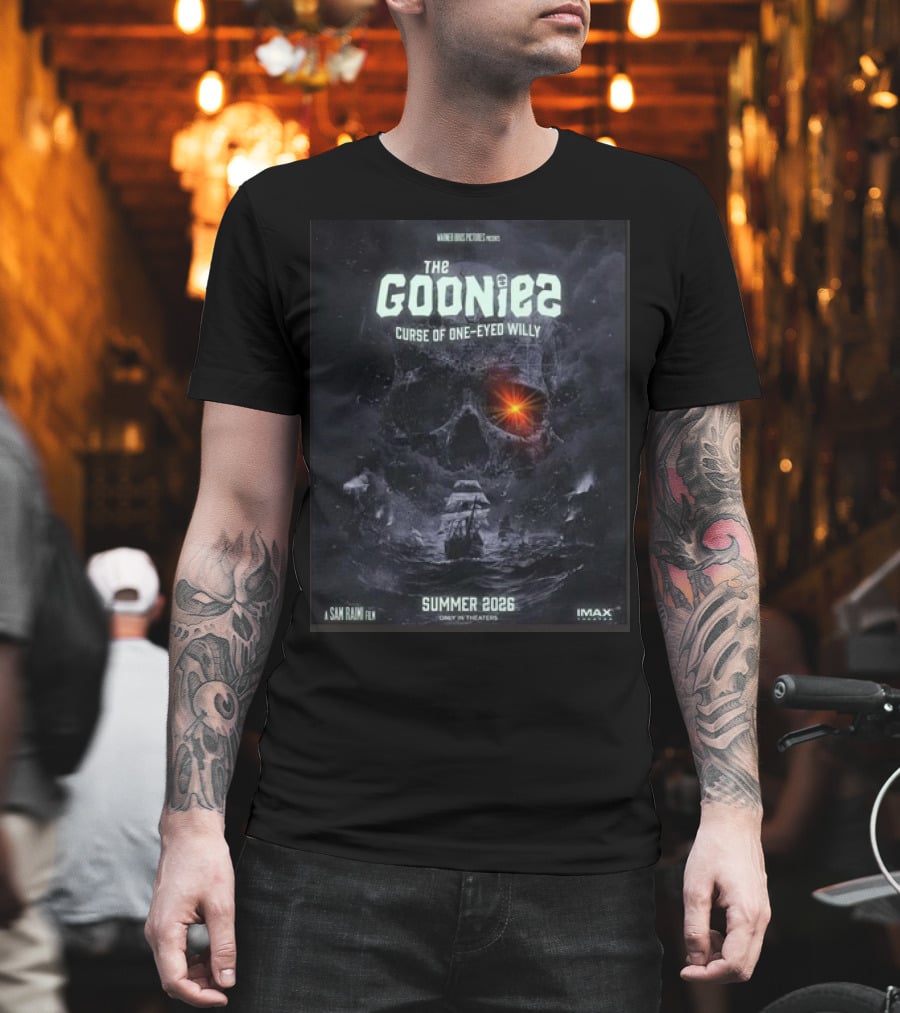 The Goonies 2 Curse Of One-Eyed Willy Summer 2026 IMAX Only In Theaters Warner Bros Pictures A Sam Raimi Film T-Shirt