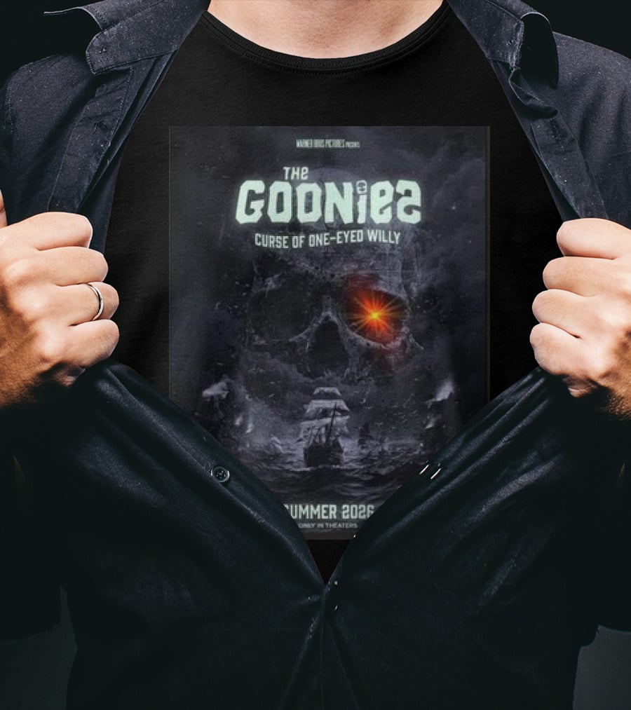The Goonies 2 Curse Of One-Eyed Willy Summer 2026 IMAX Only In Theaters Warner Bros Pictures A Sam Raimi Film T-Shirt