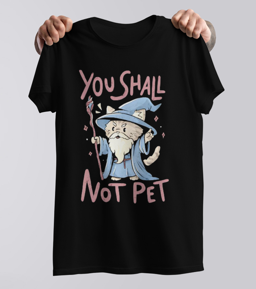 Wizard Cat You Shall Not Pet Gandalf Parody Fantasy Humor T-Shirt